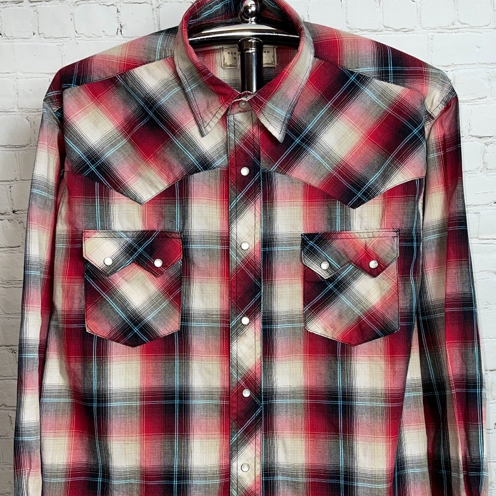 VINTAGE WRANGLER MEN'S WESTERN PEARL SNAP LONG SLEEVE SHIRT
